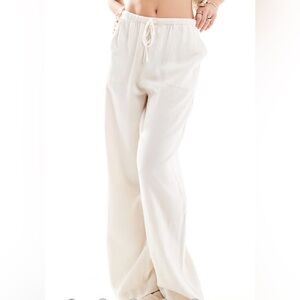 Cream Wide-Leg Pants
